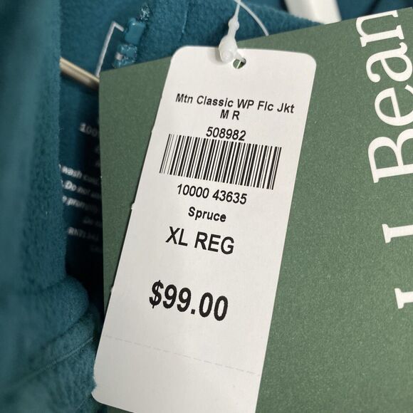 LL BEAN MEN'S MOUNTAIN CLASSIC WINDPROOF TEXTURED PATTERN JCKT, SIZE XL Spruce - Picture 4 of 11